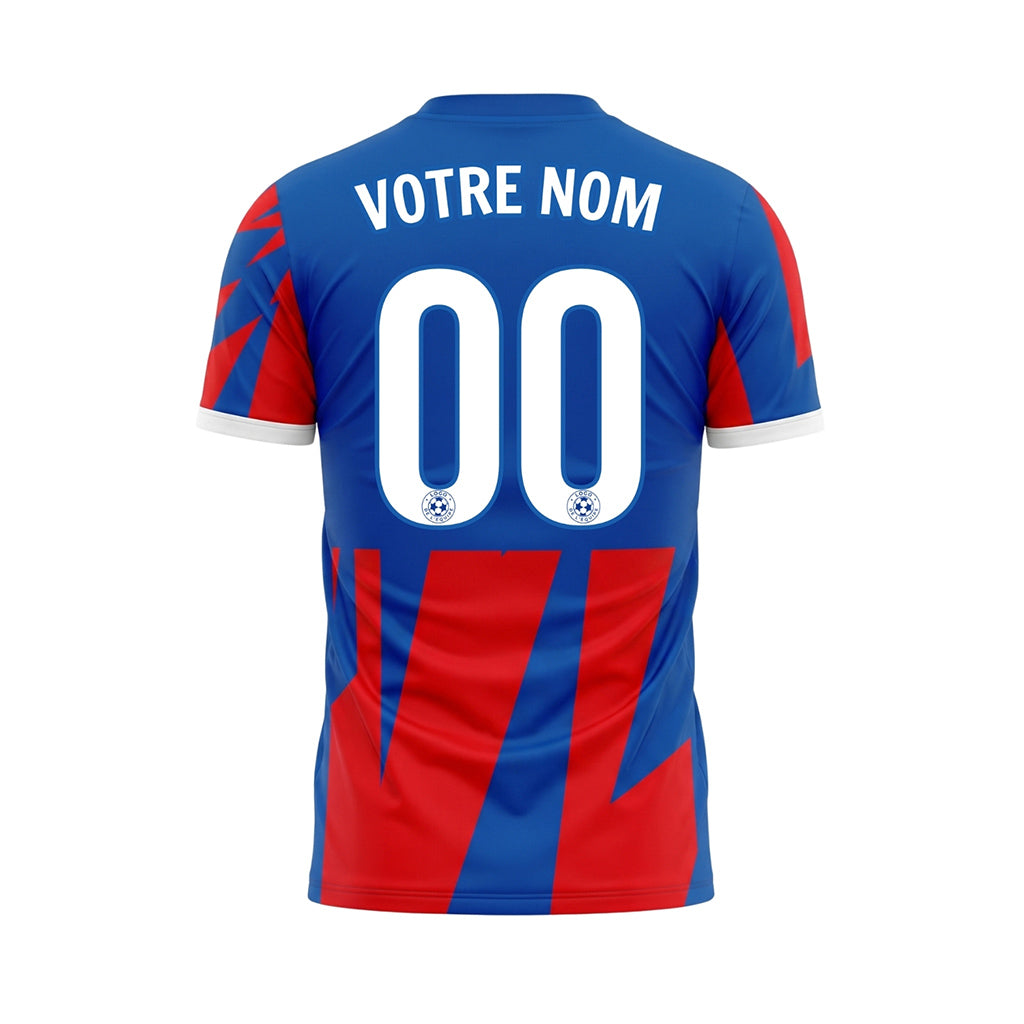 Rouge Bleu Géométrique Effet Brisé Motif Maillot de Football Personnalisé