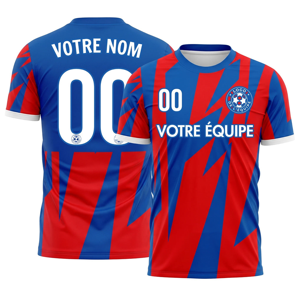 Rouge Bleu Géométrique Effet Brisé Motif Maillot de Football Personnalisé
