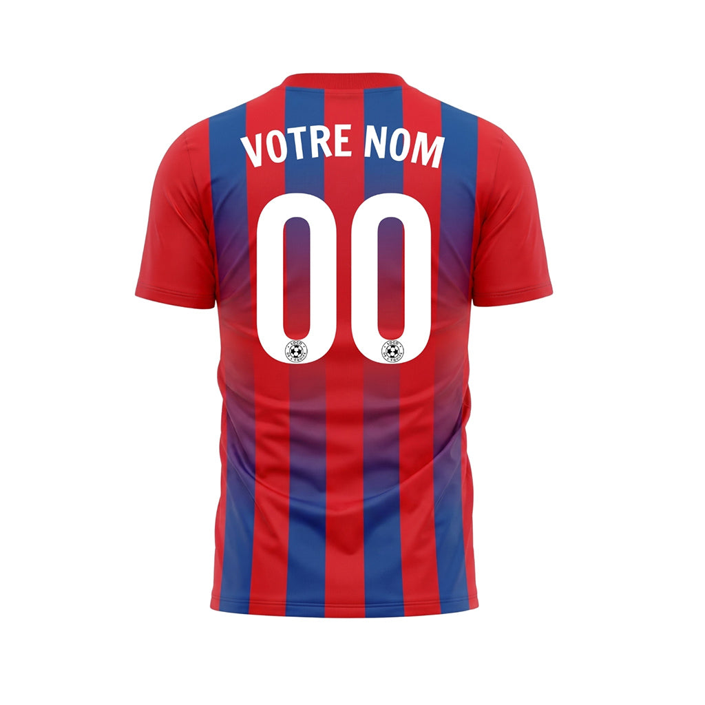 Rouge Bleu Dégradé Rayures Maillot de Football Personnalisé