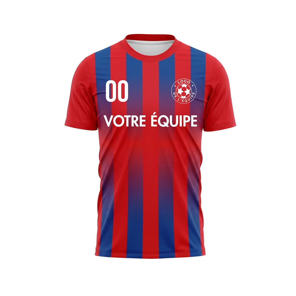 Rouge Bleu Dégradé Rayures Maillot de Football Personnalisé