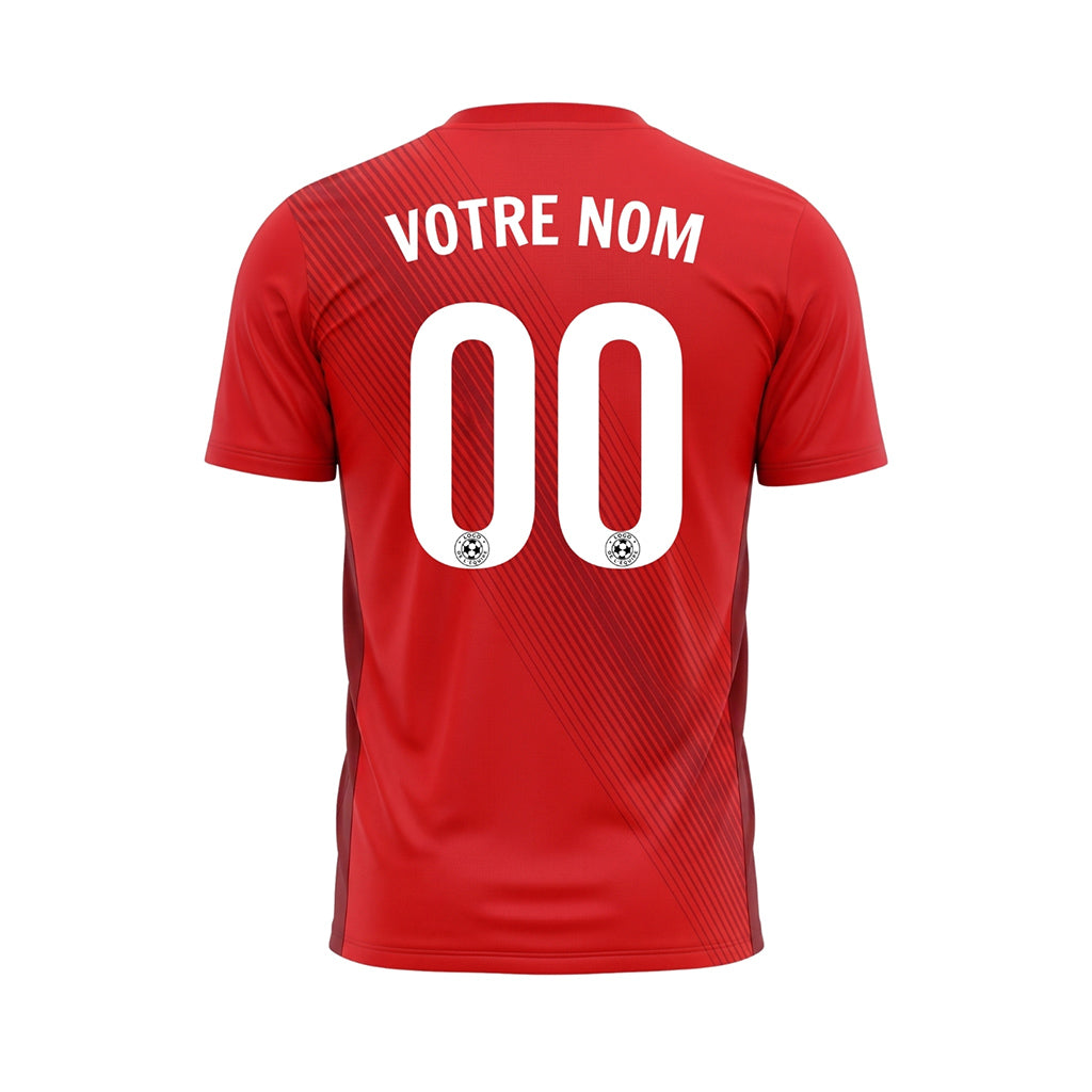 Rouge Diagonales Rayures Maillot de Football Personnalisé
