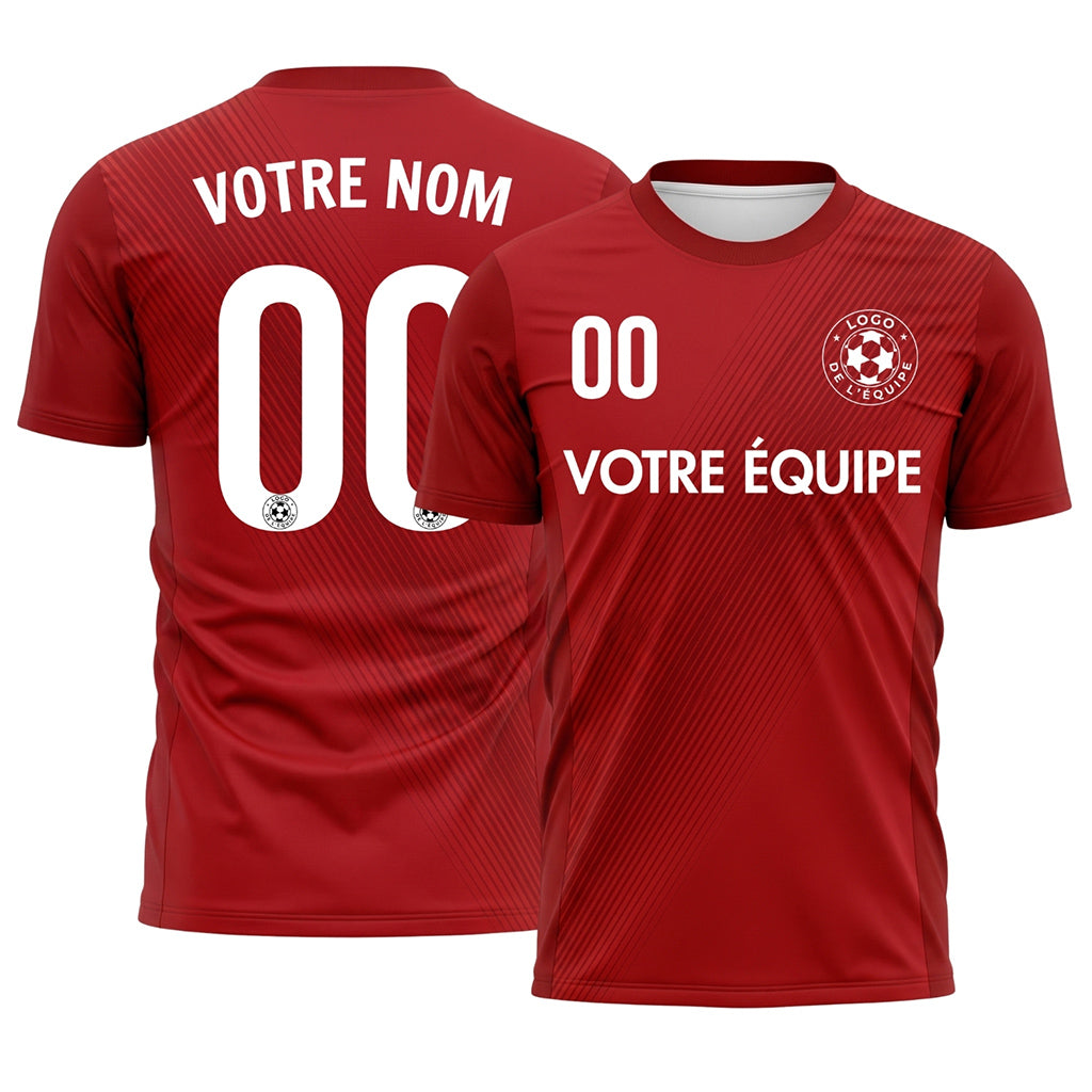 Rouge Diagonales Rayures (2) Maillot de Football Personnalisé