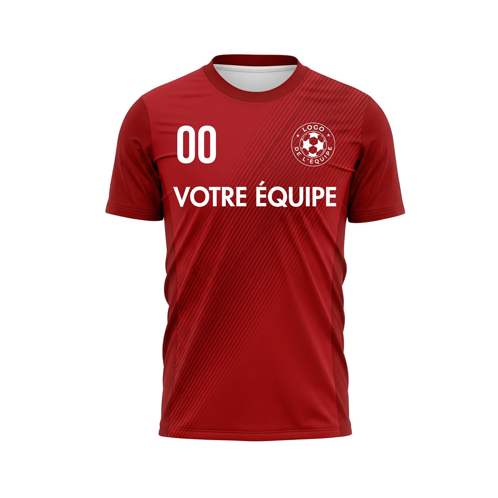 Rouge Diagonales Rayures (2) Maillot de Football Personnalisé