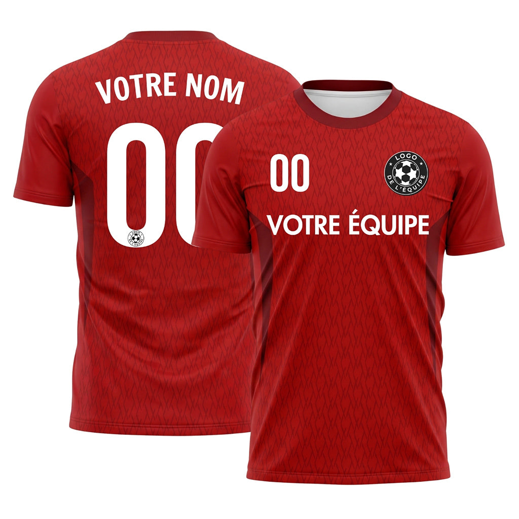Rouge Diamant Motif Maillot de Football Personnalisé