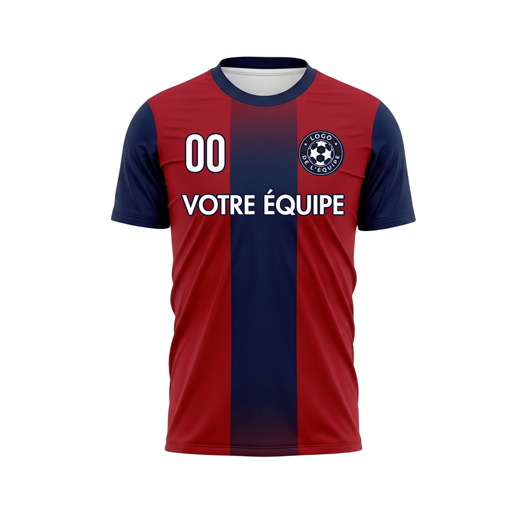 Rouge Bleu Foncé Dégradé Bande Centrale Maillot de Football Personnalisé