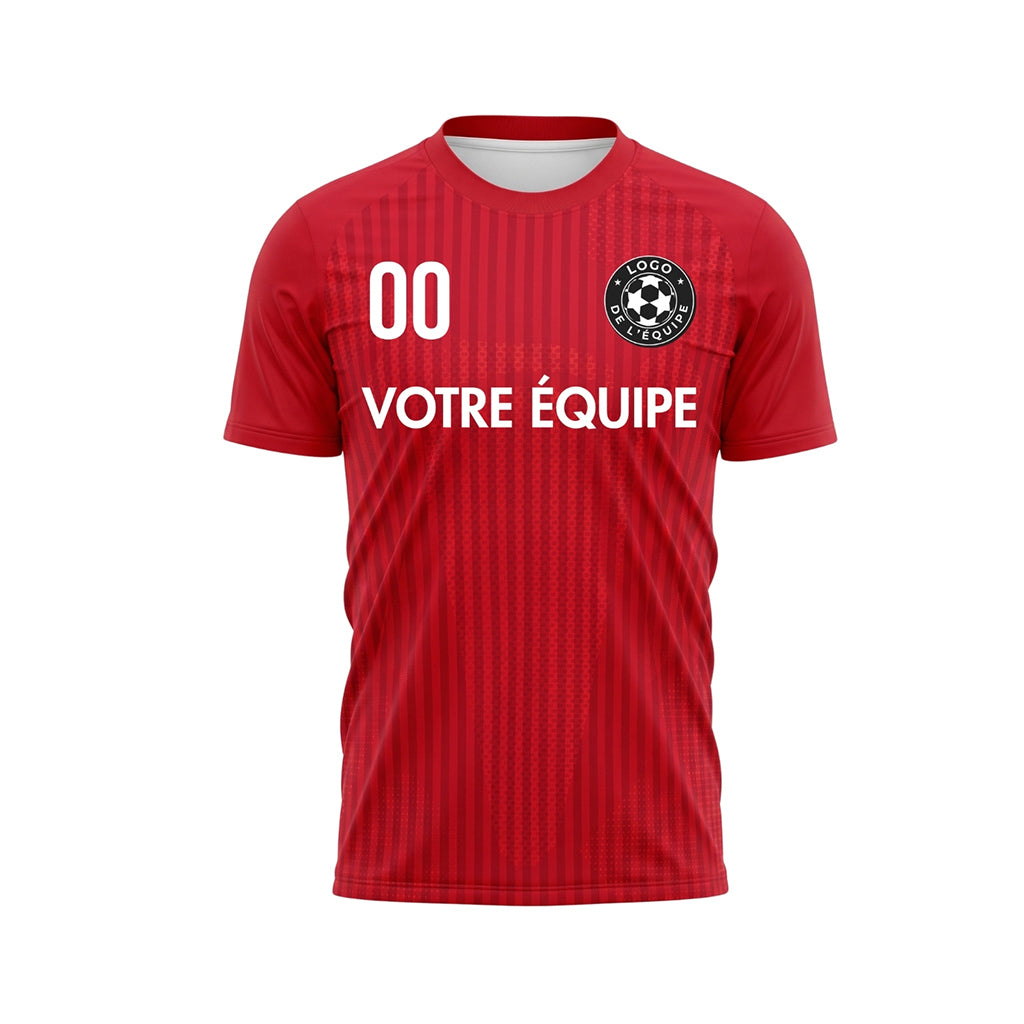 Rouge Fin rayé Maillot de Football Personnalisé