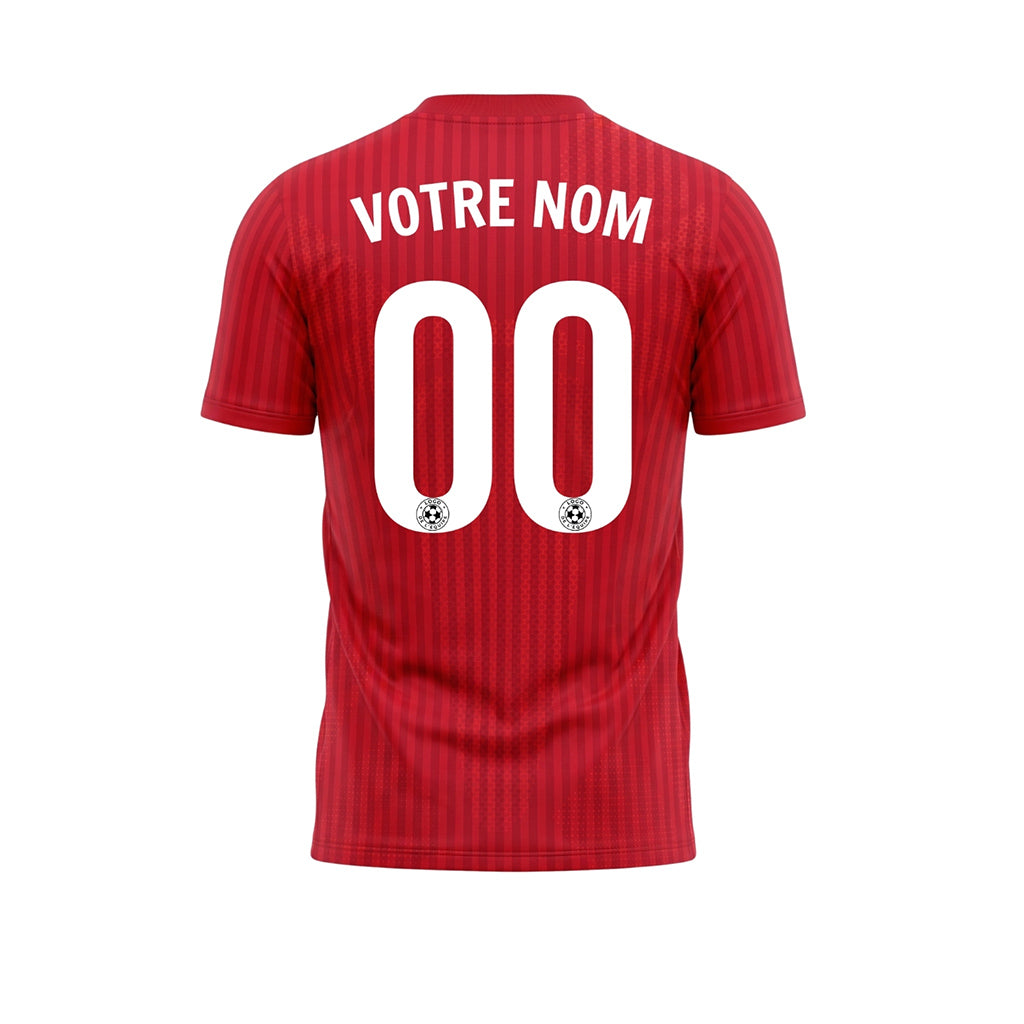 Rouge Fin rayé Maillot de Football Personnalisé
