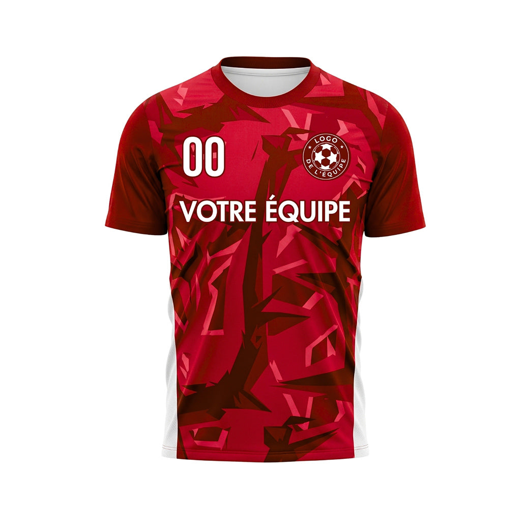 Rouge Géométrique Motif Maillot de Football Personnalisé