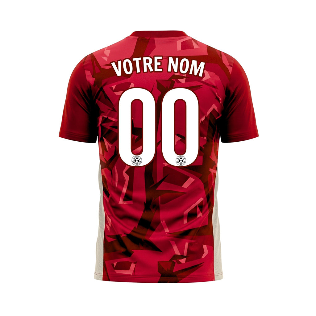 Rouge Géométrique Motif Maillot de Football Personnalisé