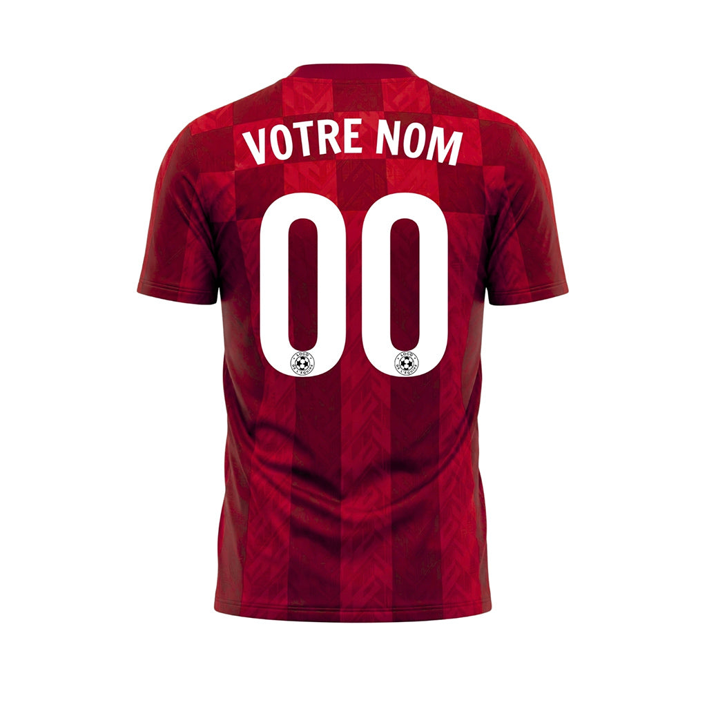 Rouge Carreaux Chevron Motif Maillot de Football Personnalisé