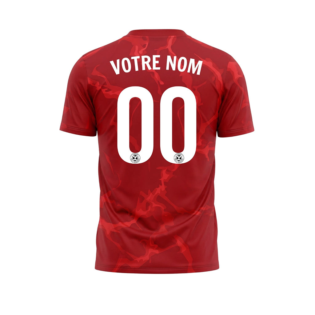 Rouge Marbre Motif Maillot de Football Personnalisé