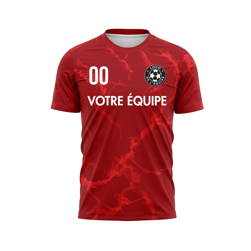 Rouge Marbre Motif Maillot de Football Personnalisé