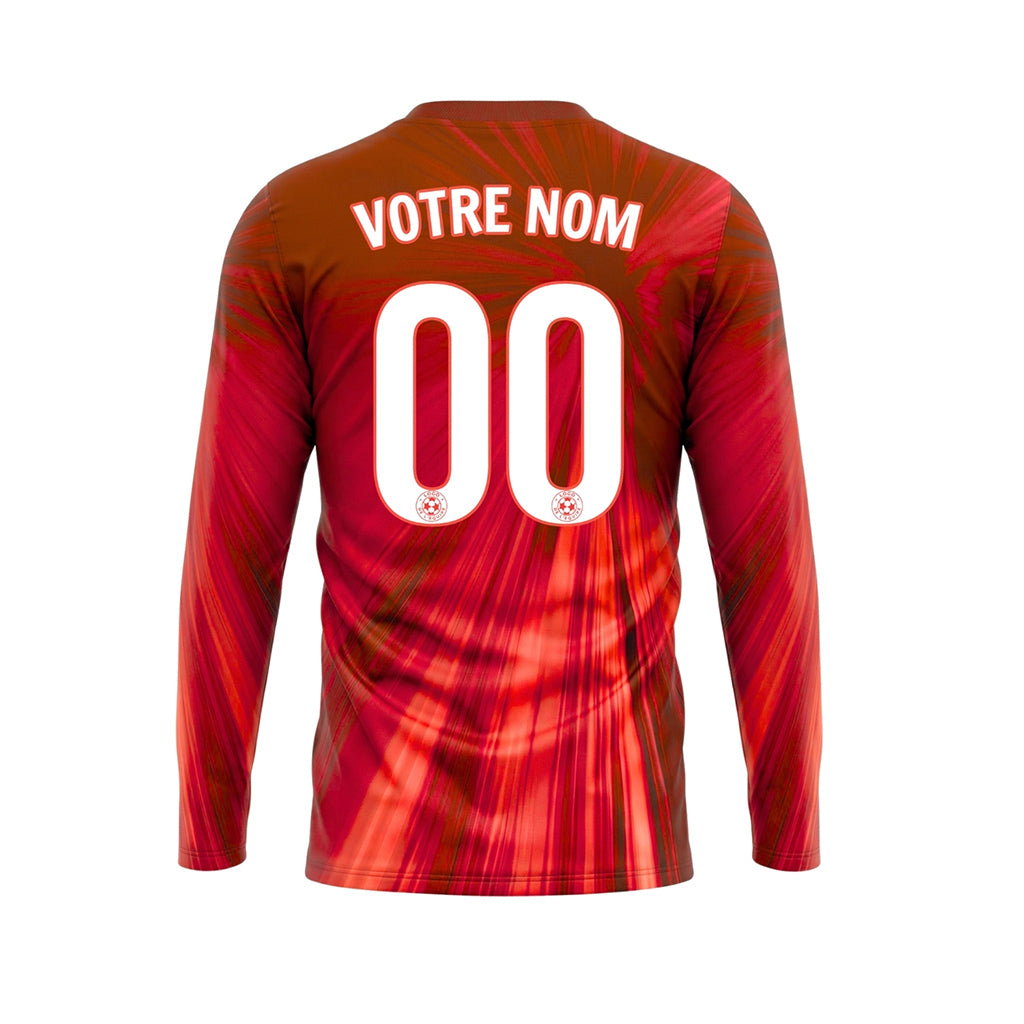 Rouge Orange Dégradé Rayonnant Maillot de Football Personnalisé à Manches Longues