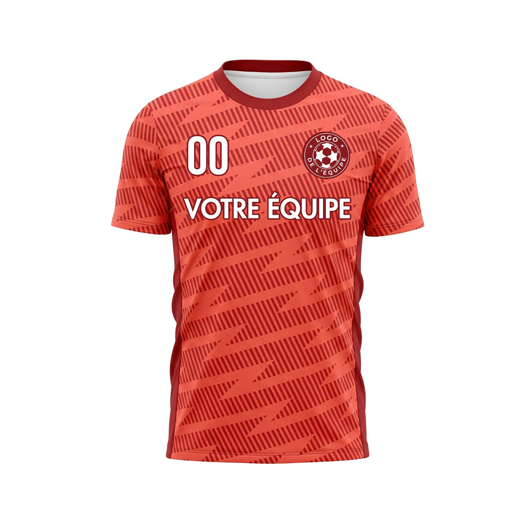 Rouge Orange Zigzag Motif Maillot de Football Personnalisé