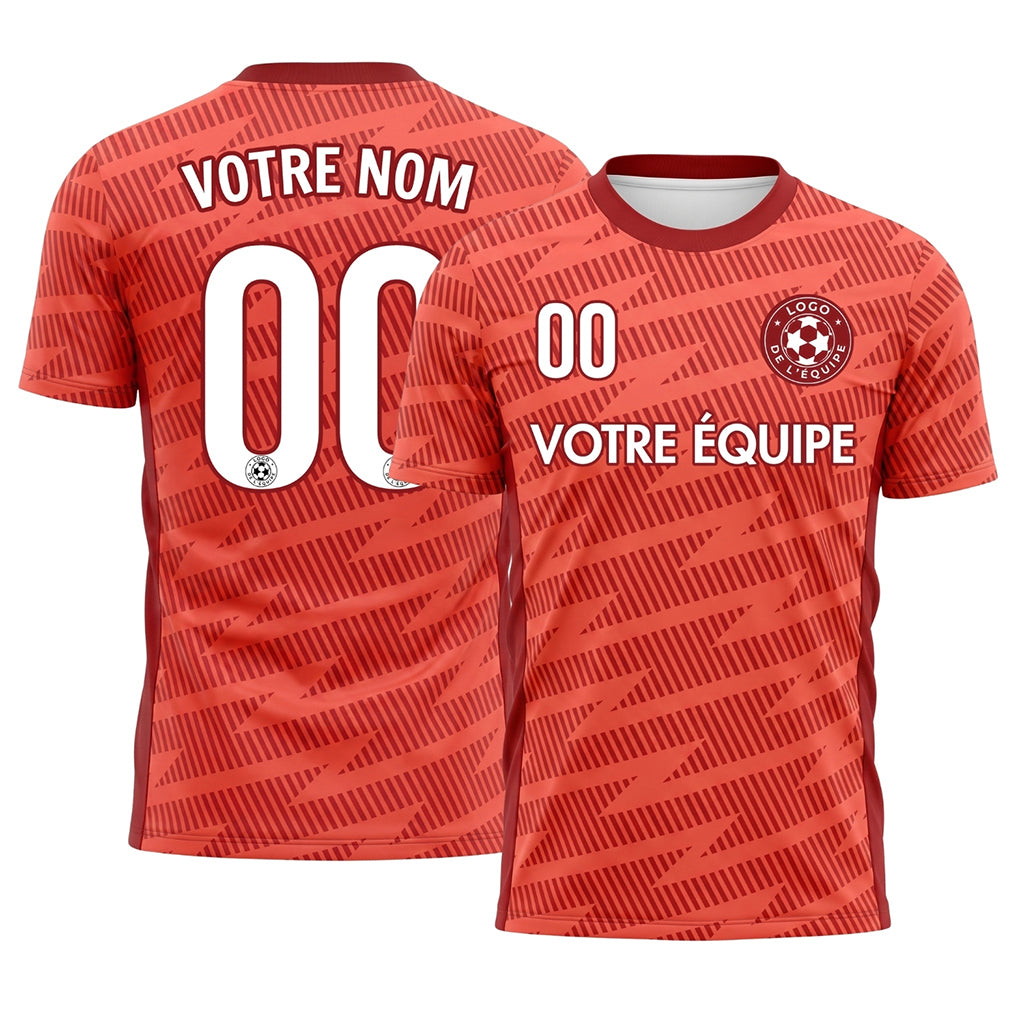 Rouge Orange Zigzag Motif Maillot de Football Personnalisé