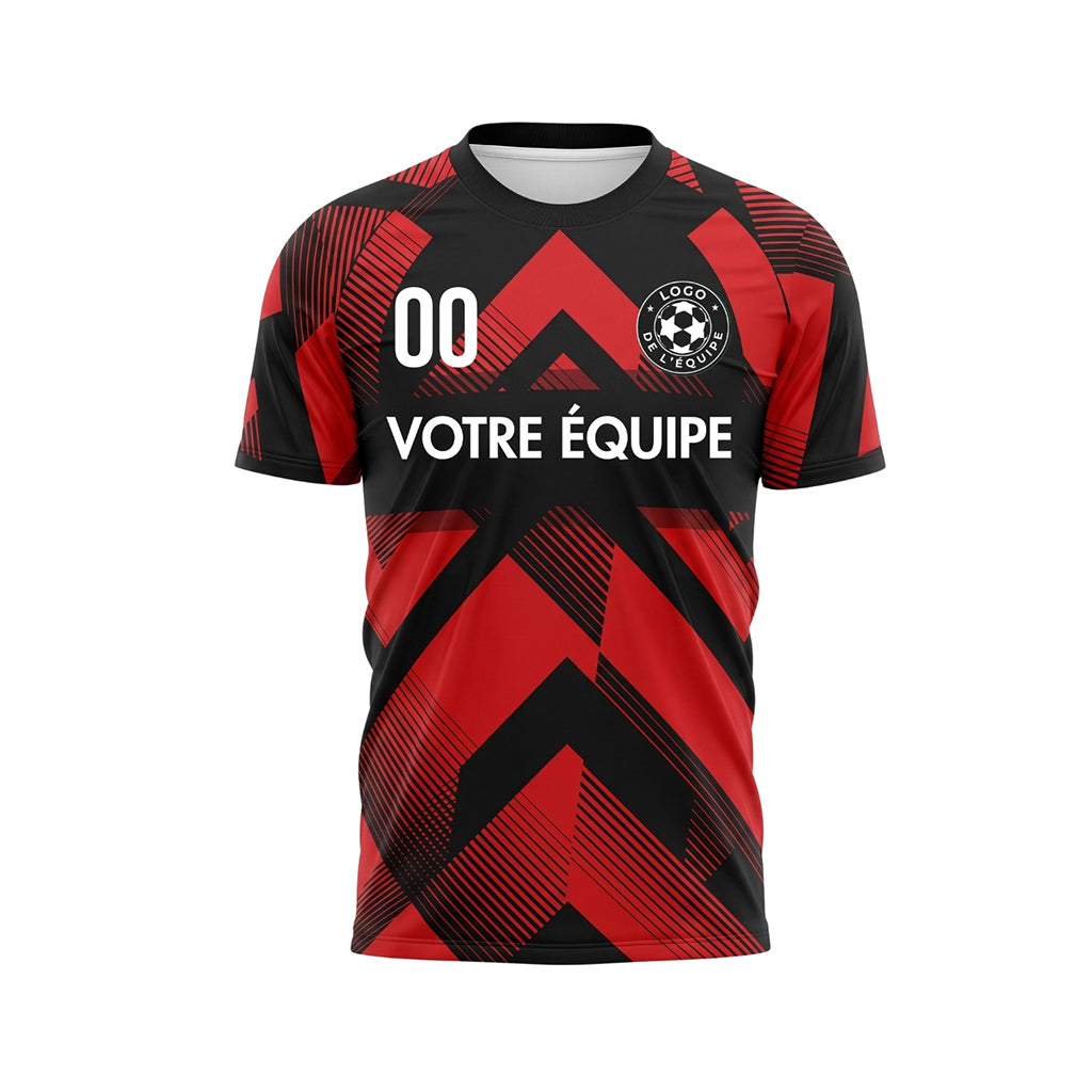 Rouge Noir Géométrique Motif Flèches Maillot de Football Personnalisé
