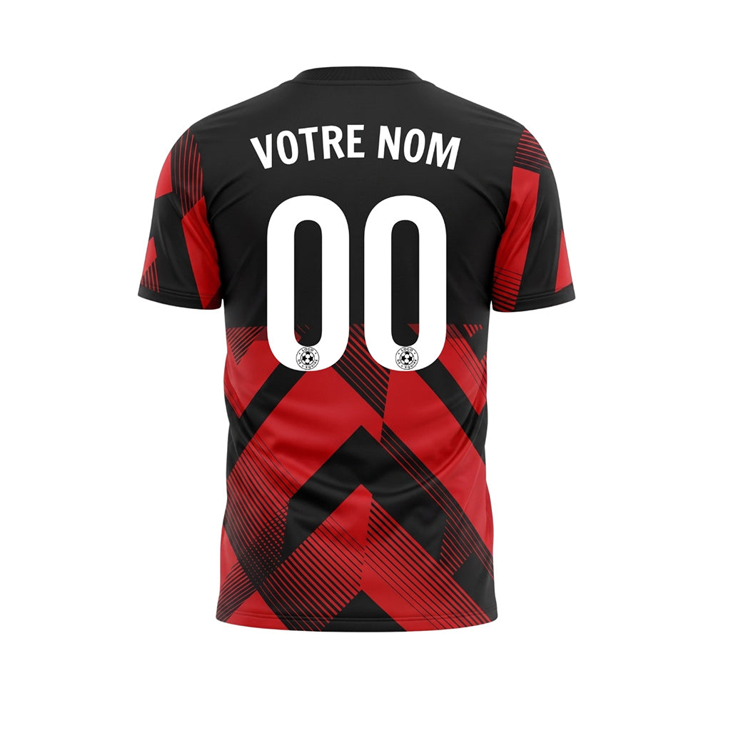 Rouge Noir Géométrique Motif Flèches Maillot de Football Personnalisé