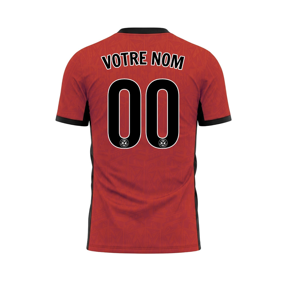 Rouge Noir Subtil Géométrique Graphique Motif Maillot de Football Personnalisé