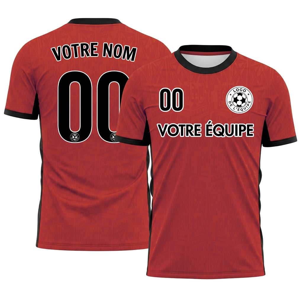 Rouge Noir Subtil Géométrique Graphique Motif Maillot de Football Personnalisé