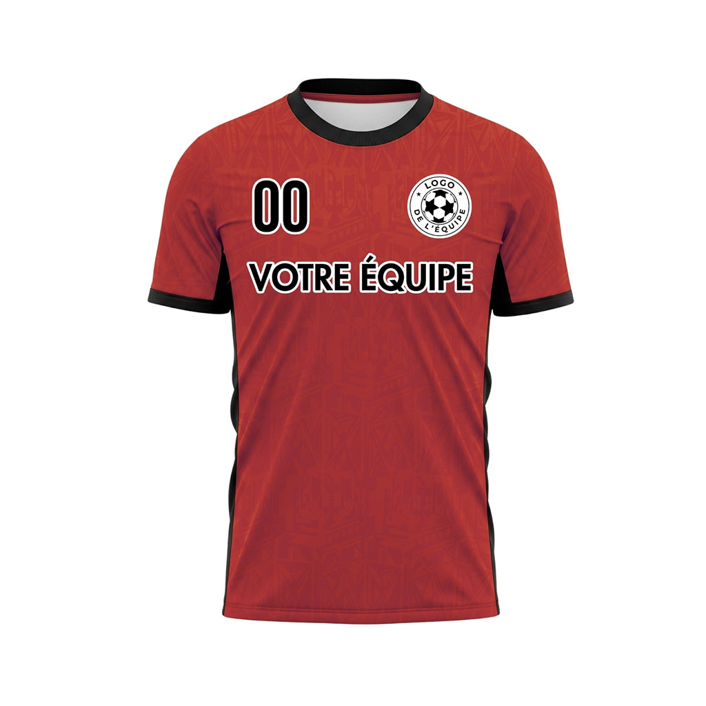 Rouge Noir Subtil Géométrique Graphique Motif Maillot de Football Personnalisé
