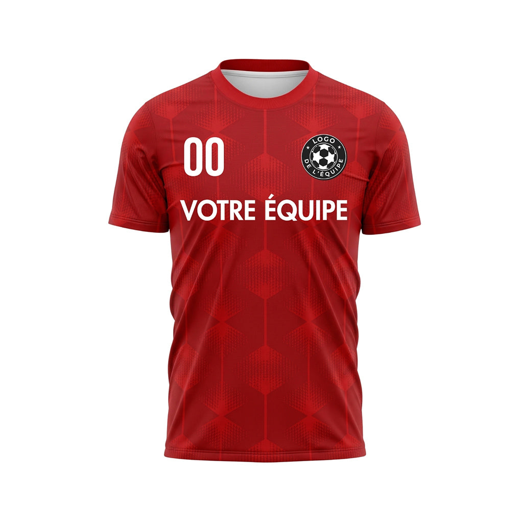 Rouge Hexagone Motif Maillot de Football Personnalisé