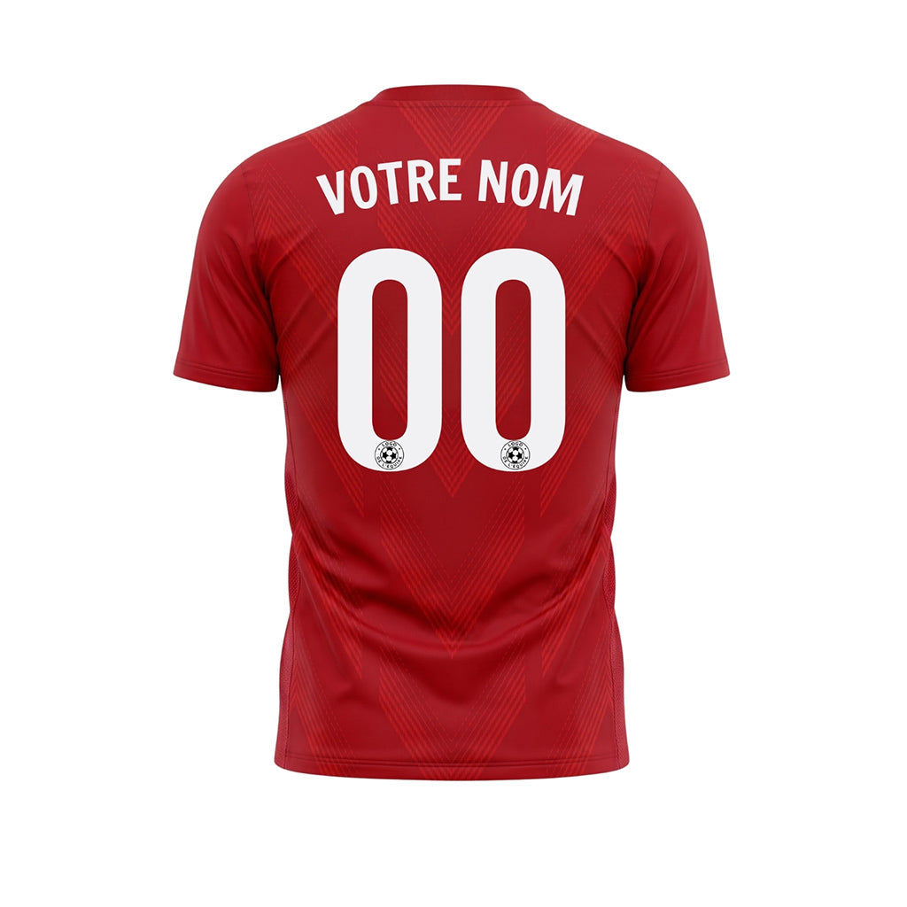 Rouge Blanc Rayures Poitrine Chevron Maillot de Football Personnalisé