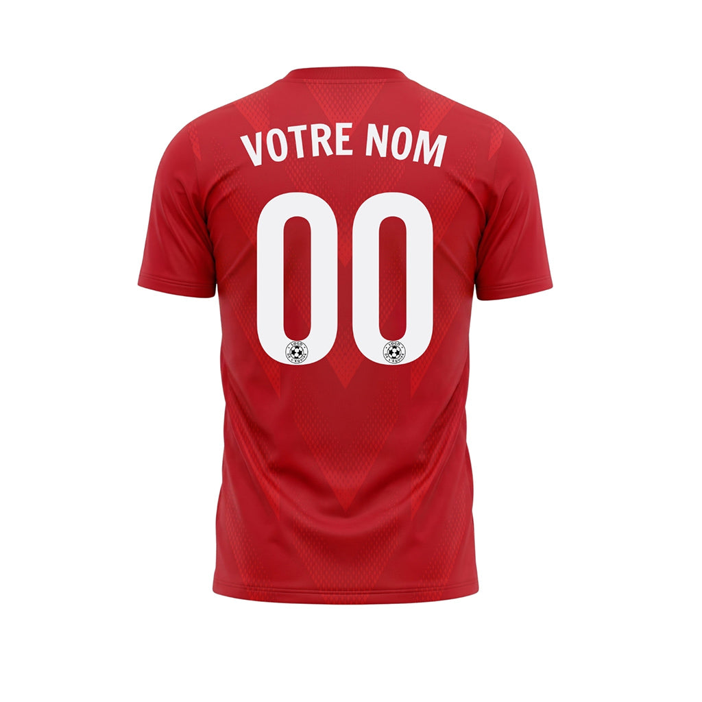 Rouge Blanc Rayures Poitrine Motif Flèches Maillot de Football Personnalisé