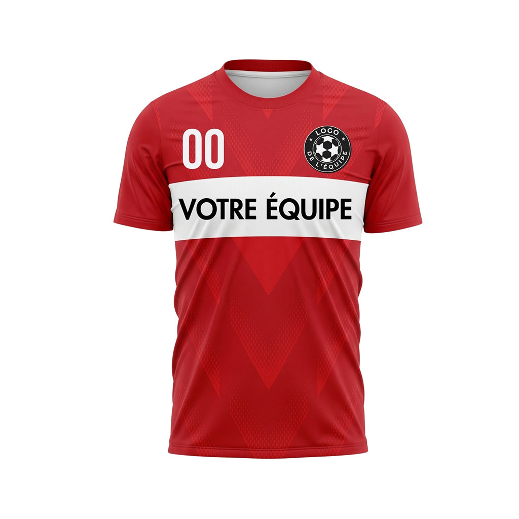 Rouge Blanc Rayures Poitrine Motif Flèches Maillot de Football Personnalisé
