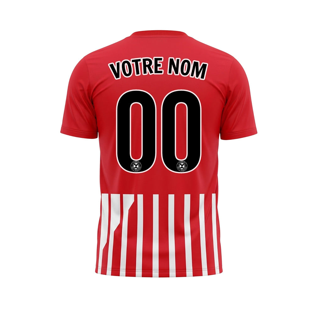 Rouge Blanc Coupe Diagonale Rayures Maillot de Football Personnalisé