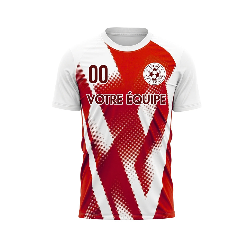 Rouge Blanc Demi-Teinte Zigzag Motif Maillot de Football Personnalisé