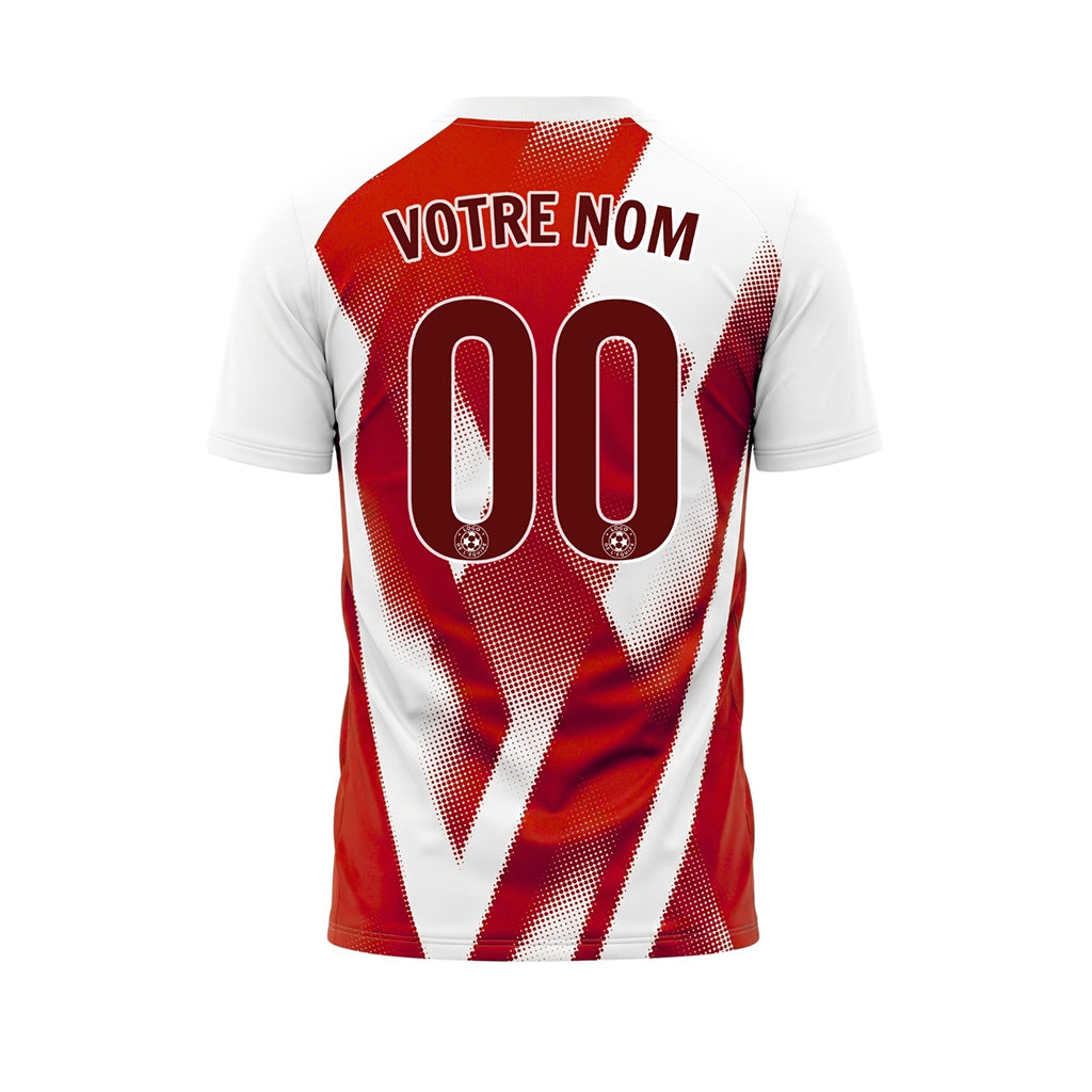 Rouge Blanc Demi-Teinte Zigzag Motif Maillot de Football Personnalisé