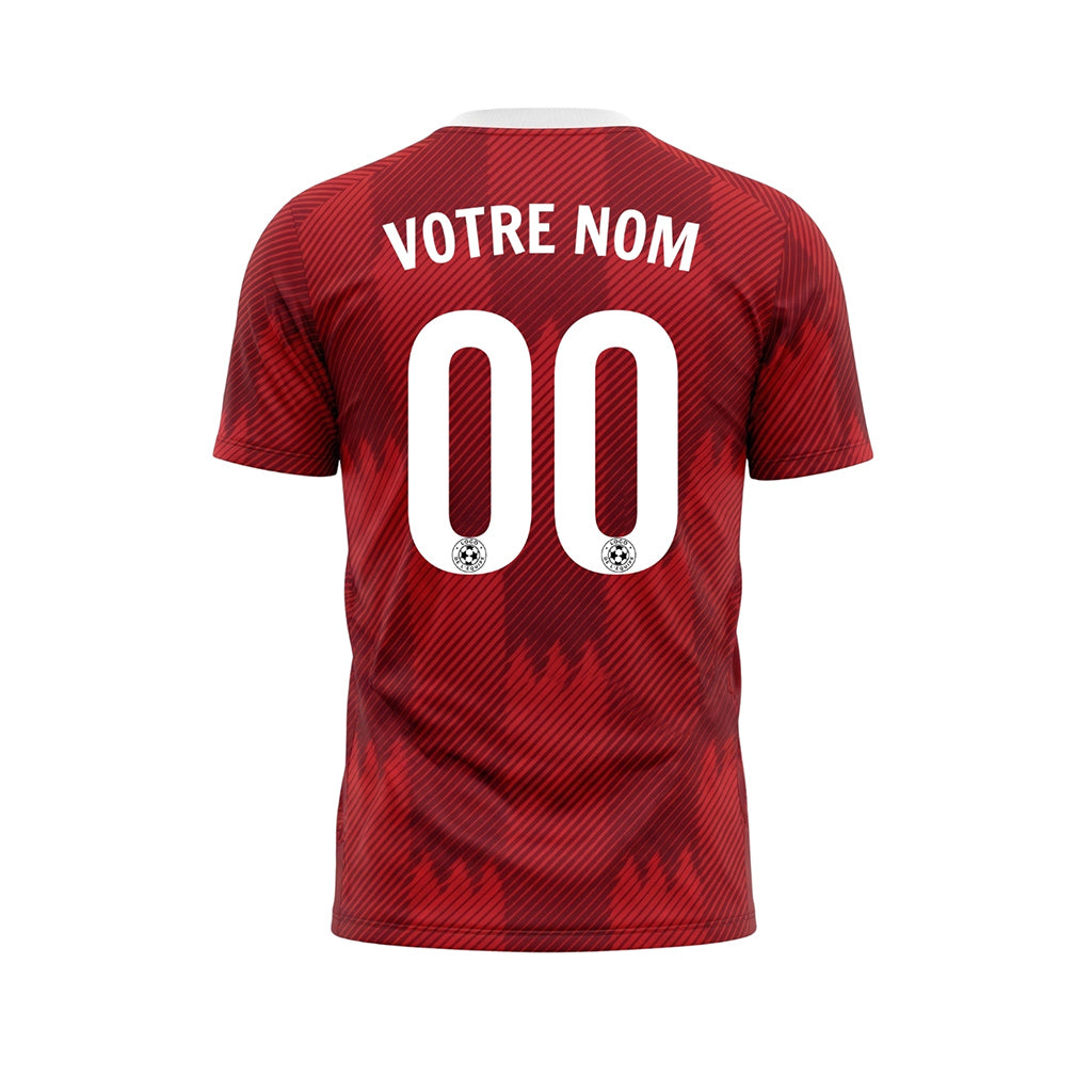 Rouge Blanc Col Zigzag Motif Maillot de Football Personnalisé