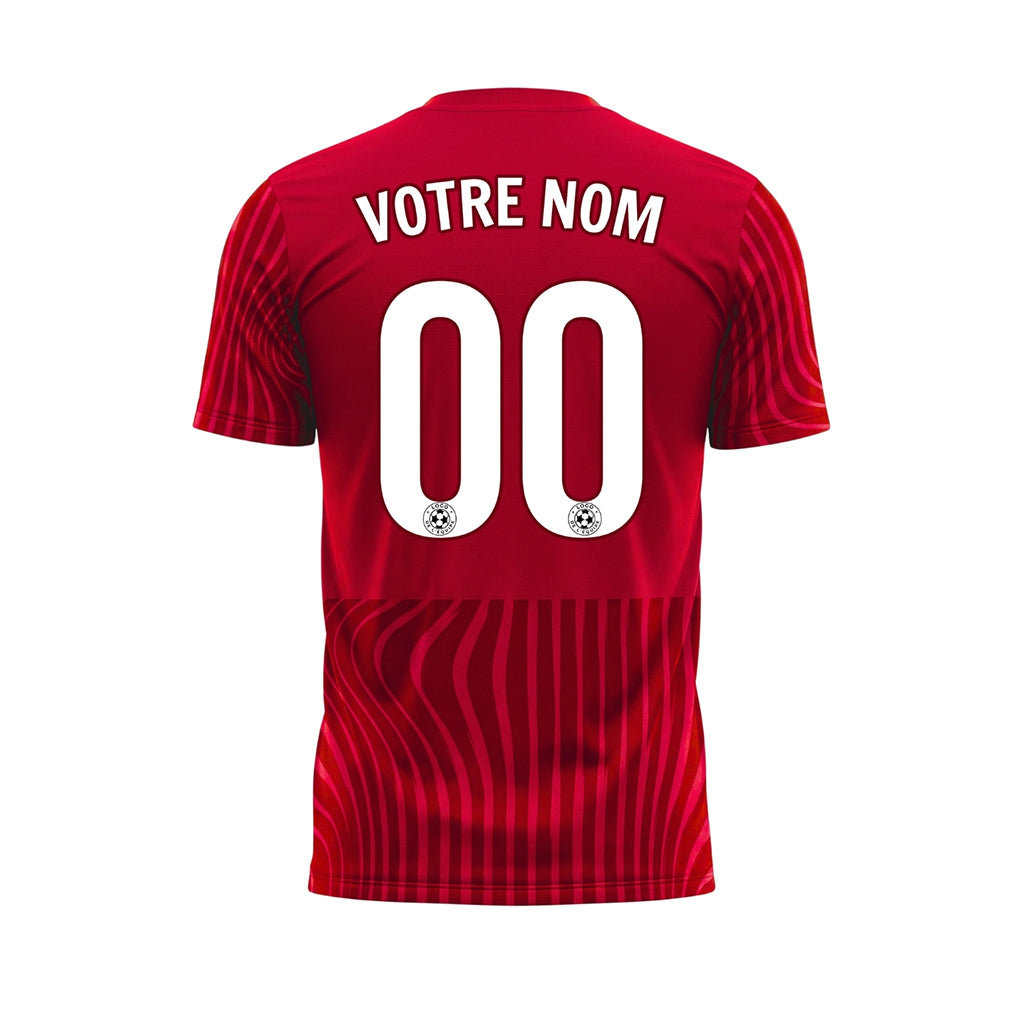 Rouge Vagues Rayures Maillot de Football Personnalisé