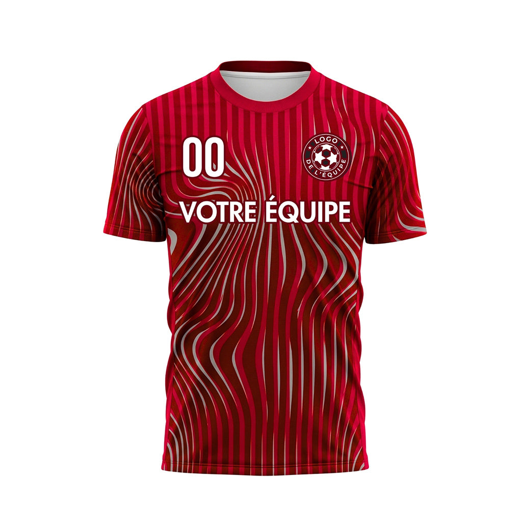 Rouge Vagues Rayures Maillot de Football Personnalisé