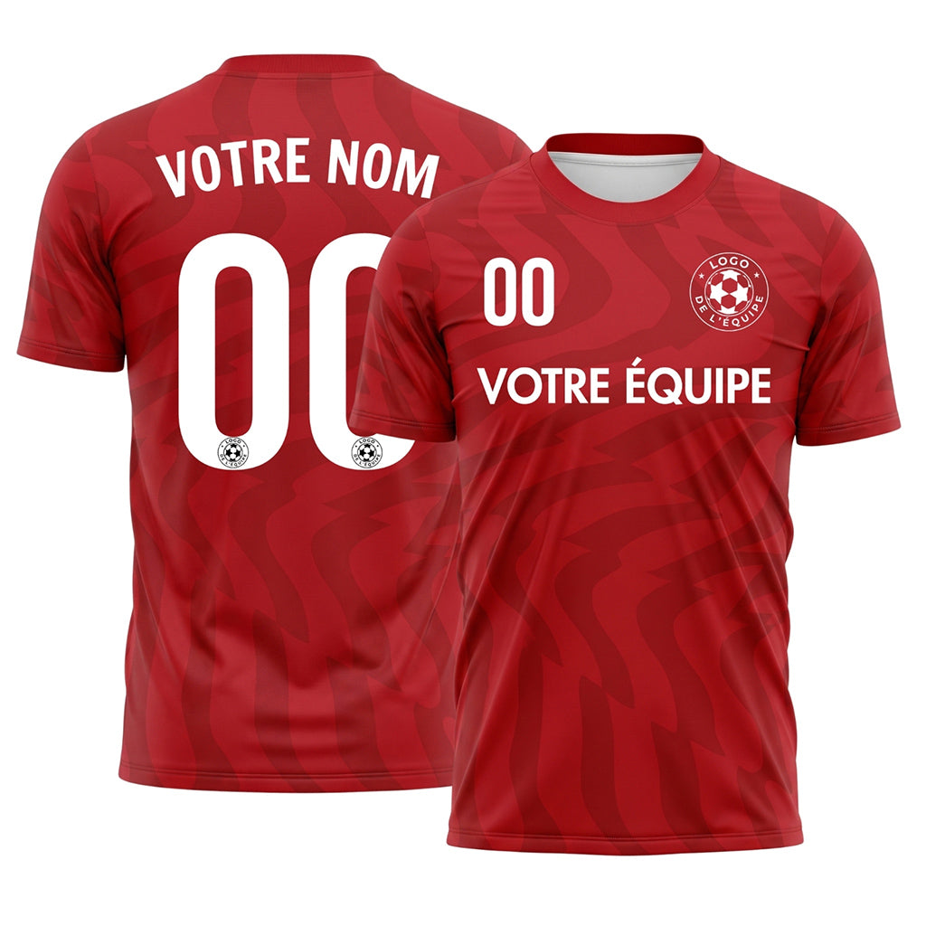 Rouge Motif Vagues Maillot de Football Personnalisé