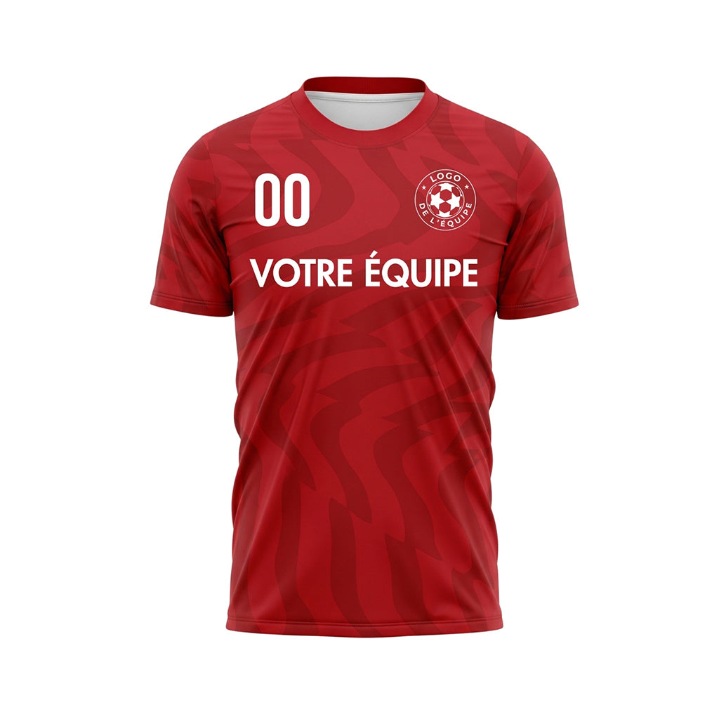Rouge Motif Vagues Maillot de Football Personnalisé