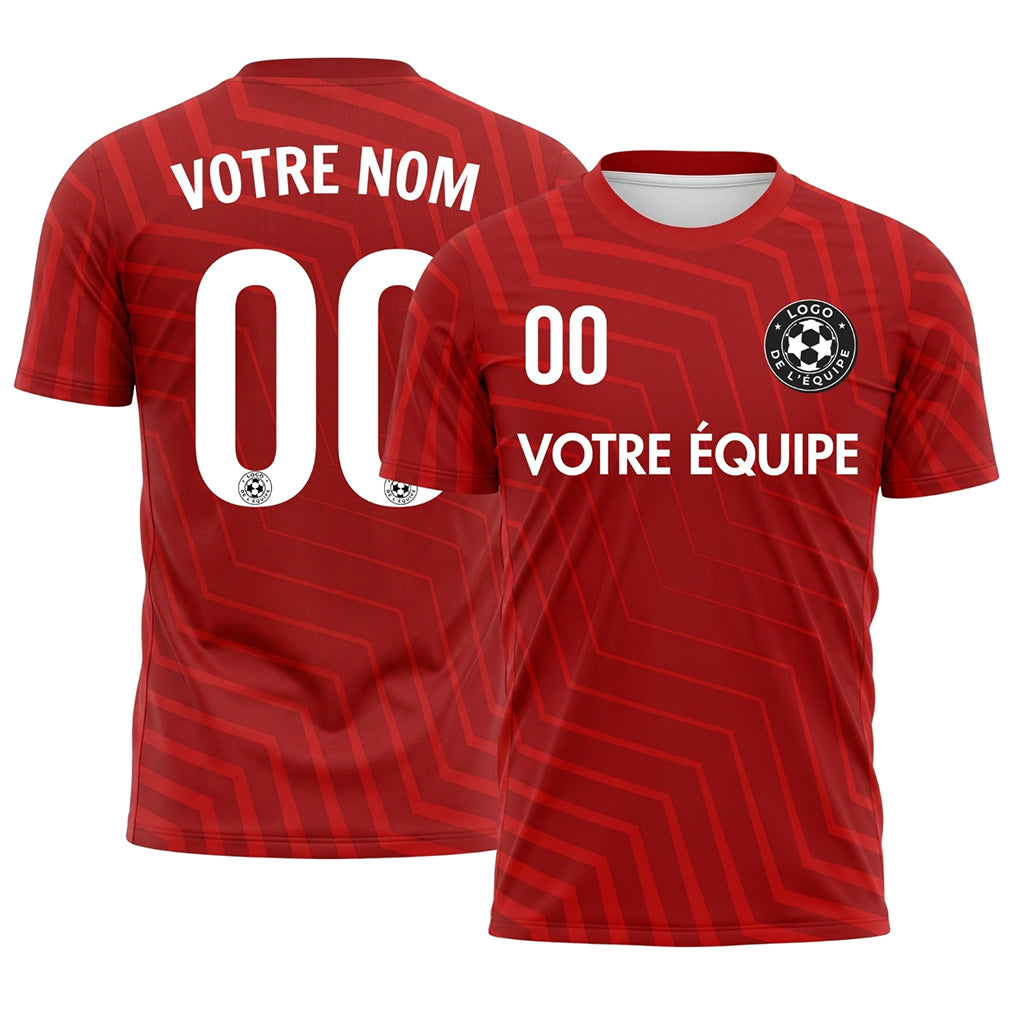 Rouge Zigzag Motif Maillot de Football Personnalisé