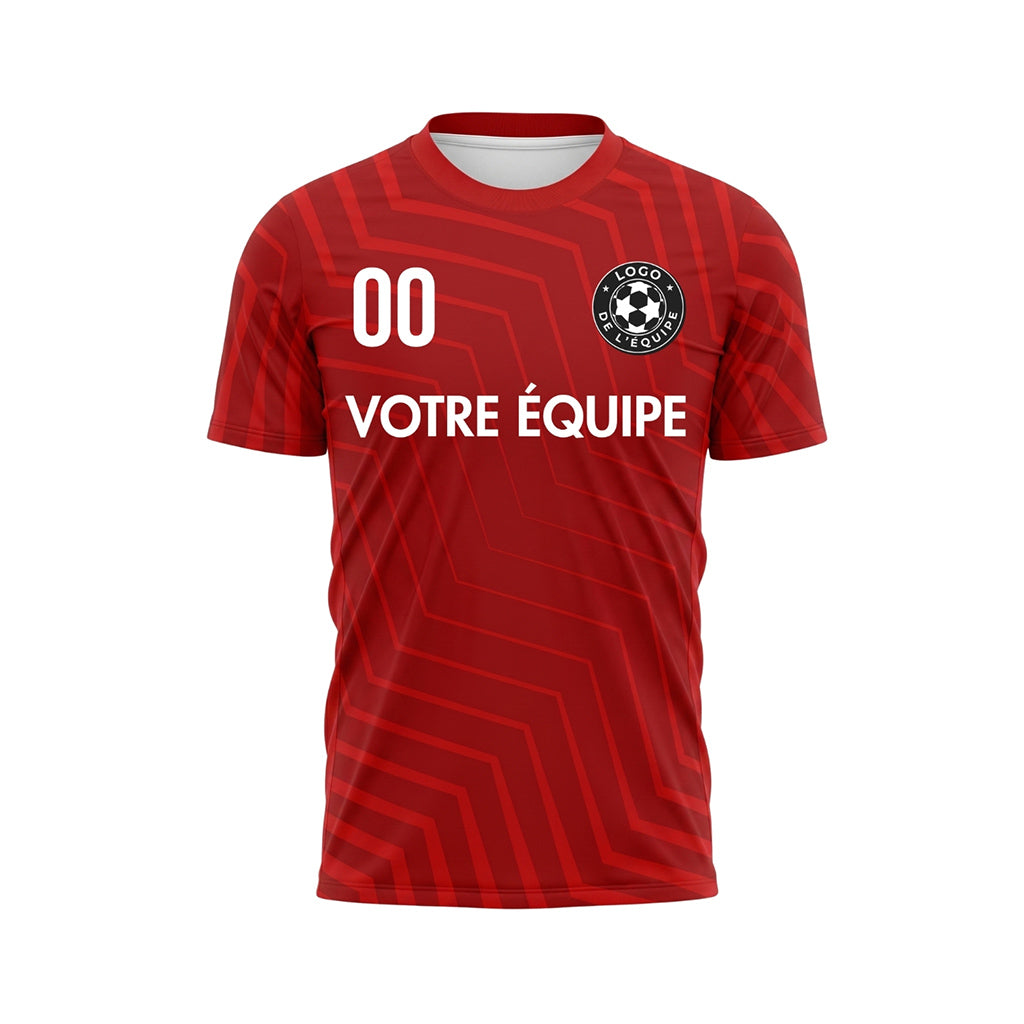 Rouge Zigzag Motif Maillot de Football Personnalisé