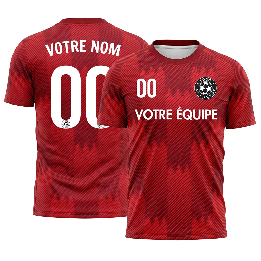 Rouge Zigzag Motif Maillot de Football Personnalisé