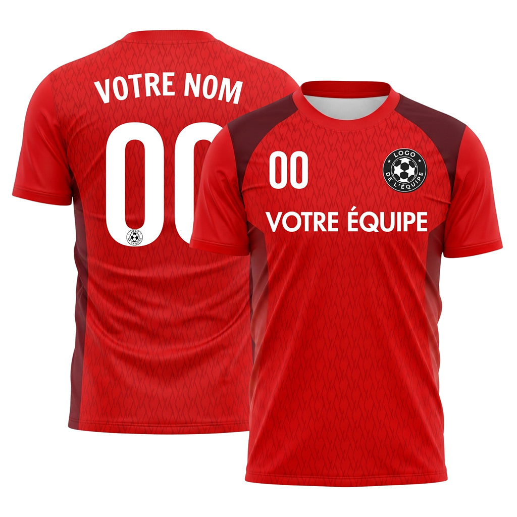 Rouge Bicolore Diamant Maillot de Football Personnalisé
