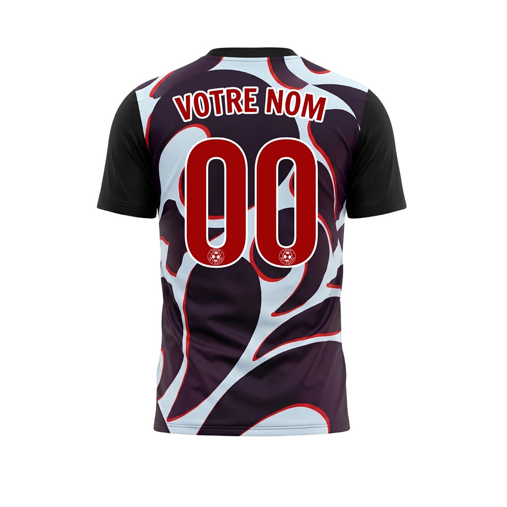 Noir Abstrait Motif Vagues Maillot de Football Personnalisé