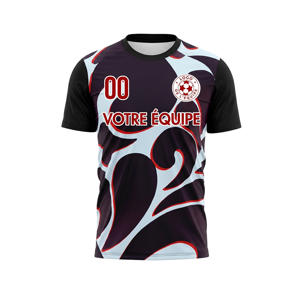 Noir Abstrait Motif Vagues Maillot de Football Personnalisé