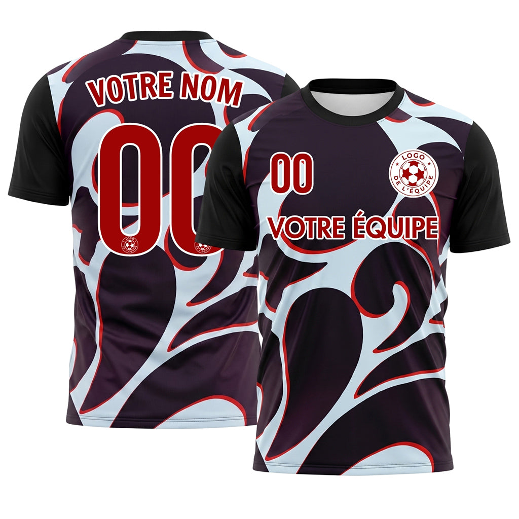 Noir Abstrait Motif Vagues Maillot de Football Personnalisé