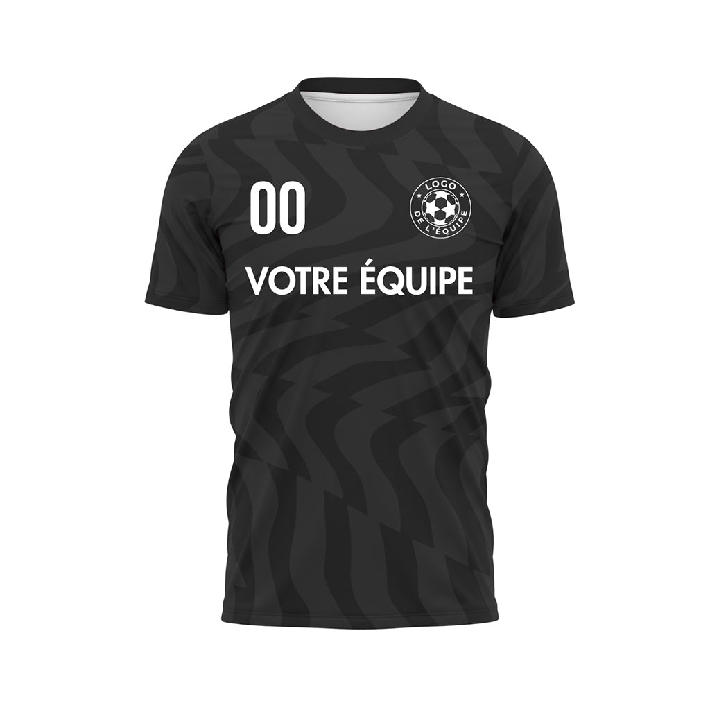 Noir Abstrait Vagues Motif Maillot de Football Personnalisé