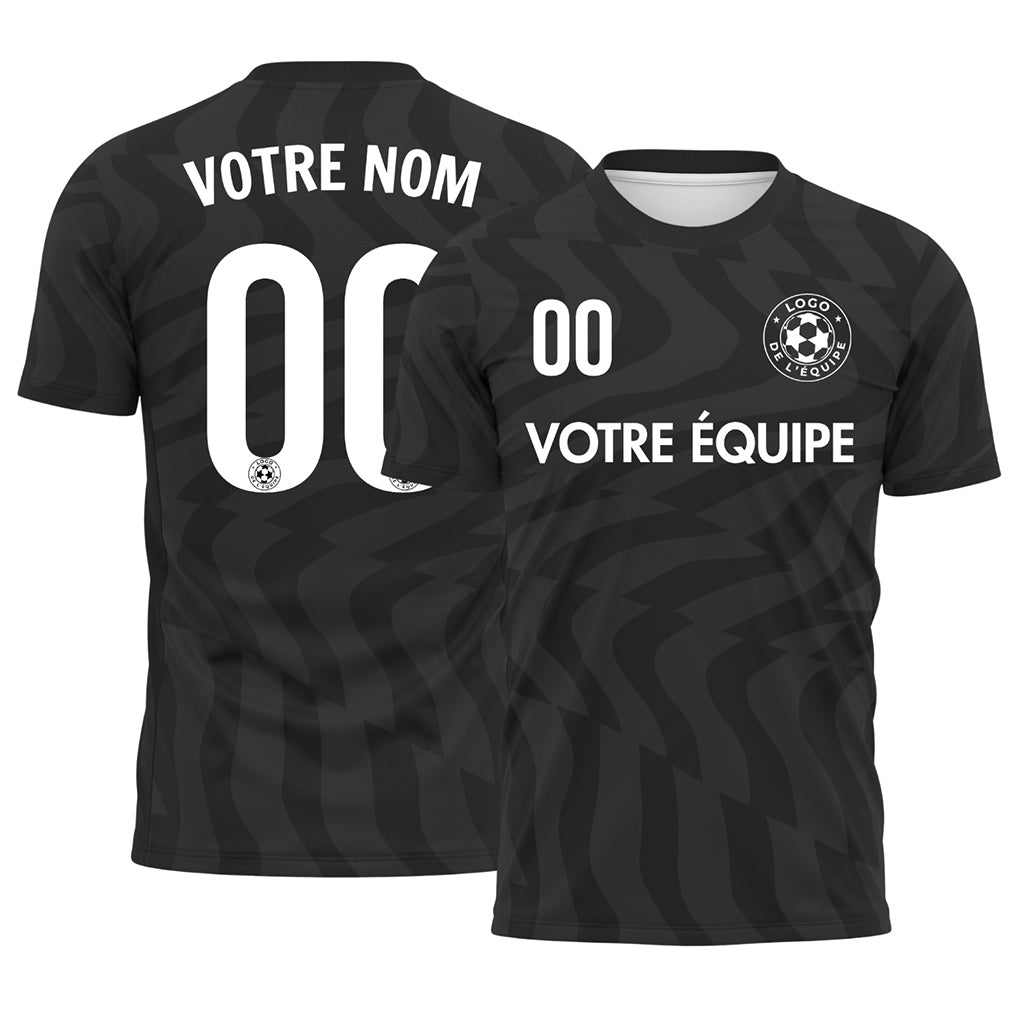 Noir Abstrait Vagues Motif Maillot de Football Personnalisé