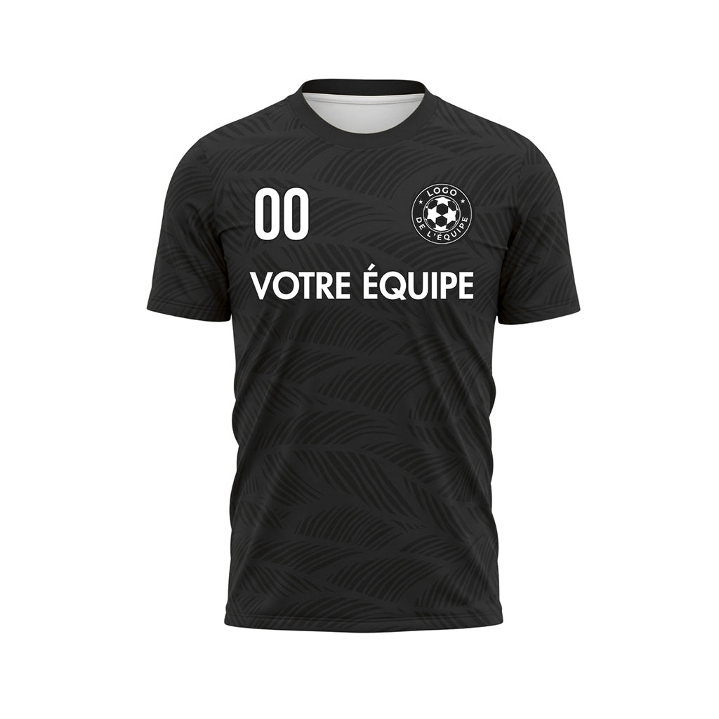 Noir Feuille Motif Vagues Maillot de Football Personnalisé