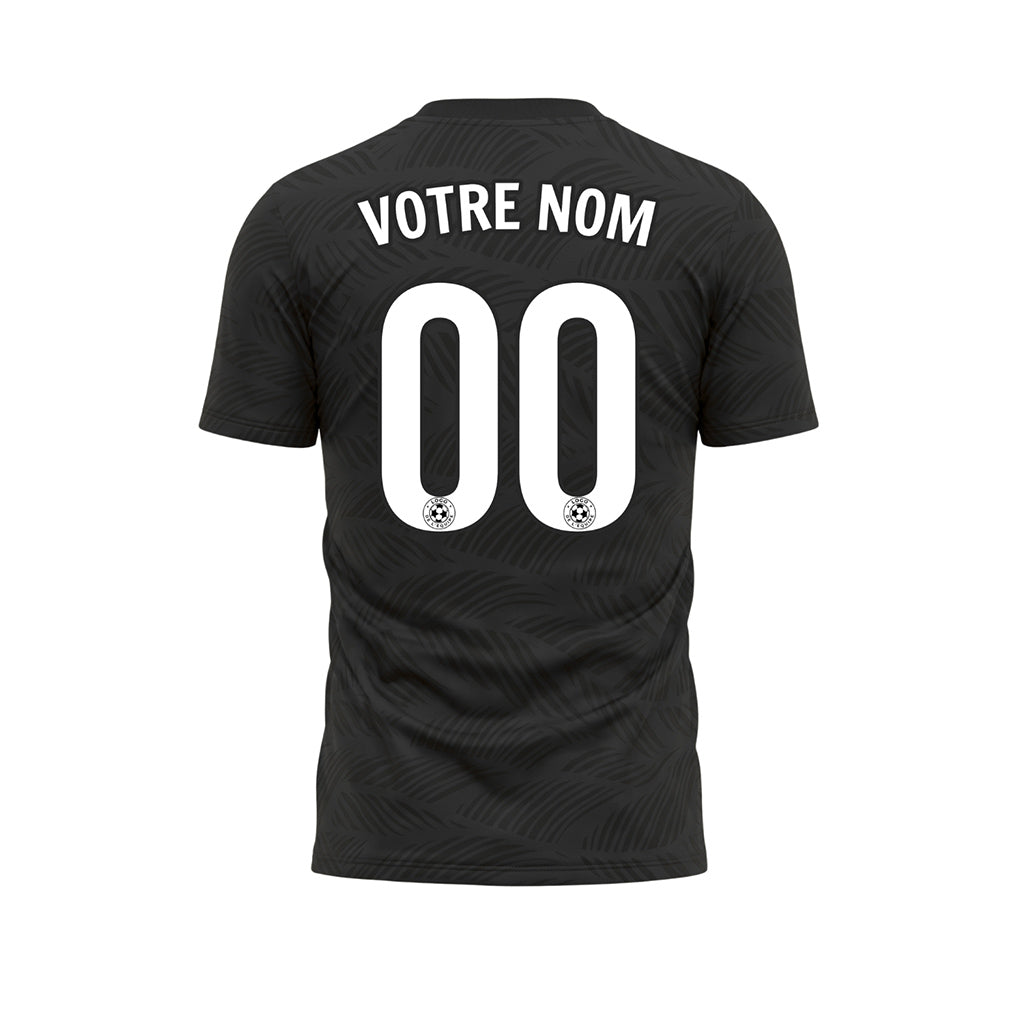 Noir Feuille Motif Vagues Maillot de Football Personnalisé
