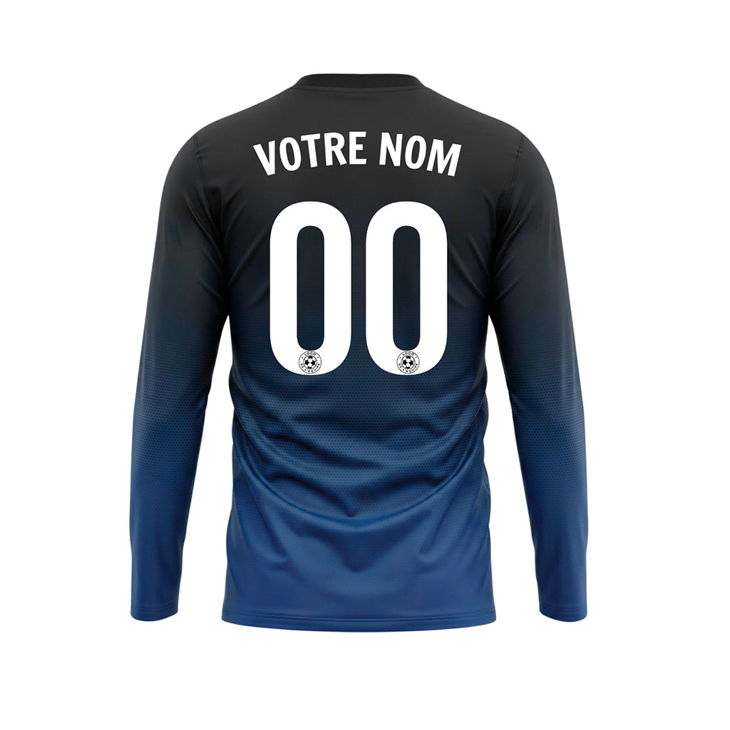 Noir Bleu Dégradé à Pois Maillot de Football Personnalisé à Manches Longues