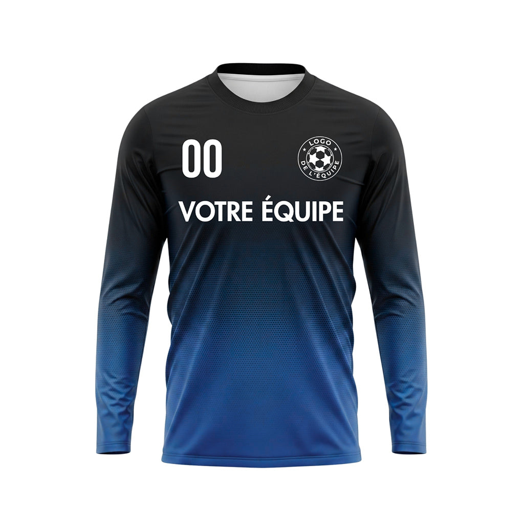 Noir Bleu Dégradé à Pois Maillot de Football Personnalisé à Manches Longues