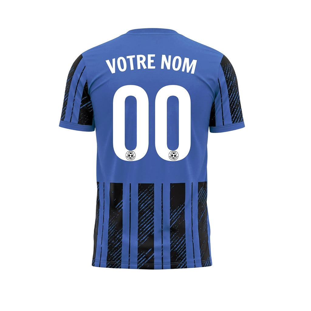 Noir Bleu Tacheté Diagonales Rayures Longitudinales Motif Maillot de Football Personnalisé